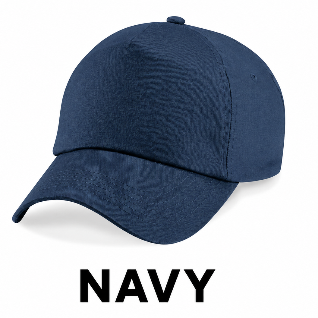 A navy blue baseball cap shown on a white background with the word 'NAVY' printed below it.