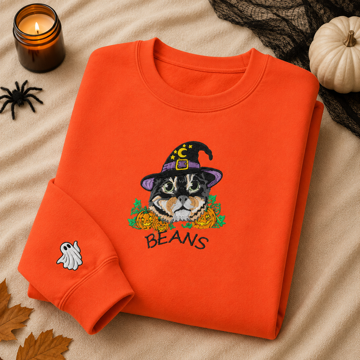 Embroidered Halloween Pet Portrait Sweatshirt