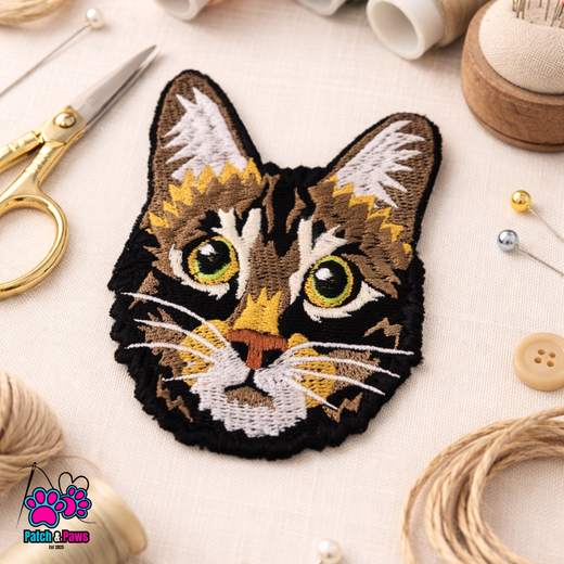 Cat portrait embroidered badge